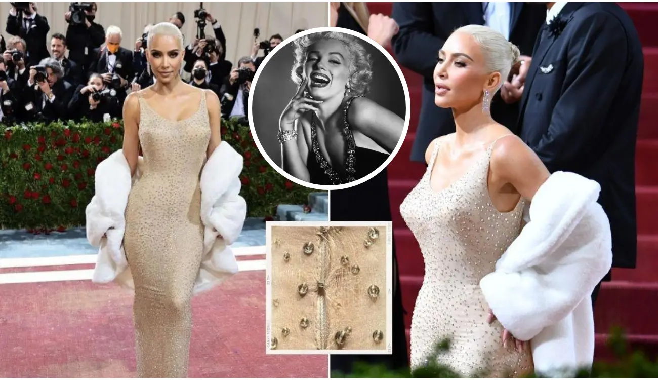 Kim Kardashian Marilyn Monroe dress before and after comparison